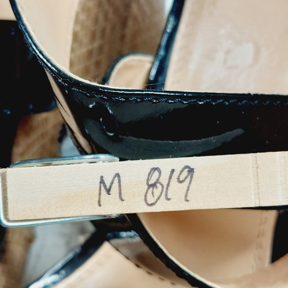 NY&C Black Faux Leather Wedge Heel Platform Sandals M819 - Picture 13 of 13